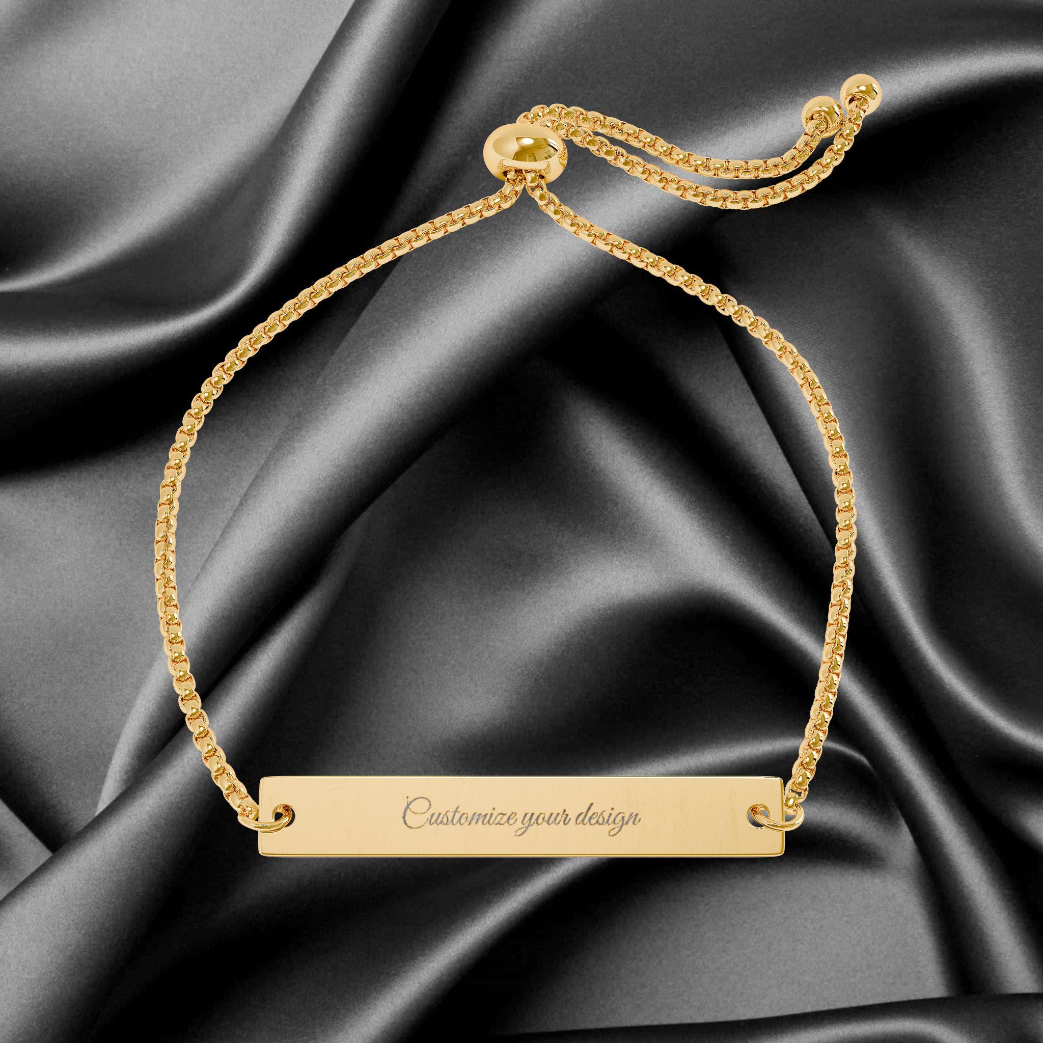 Adjustable Flat Bar Bracelet (Engraving)