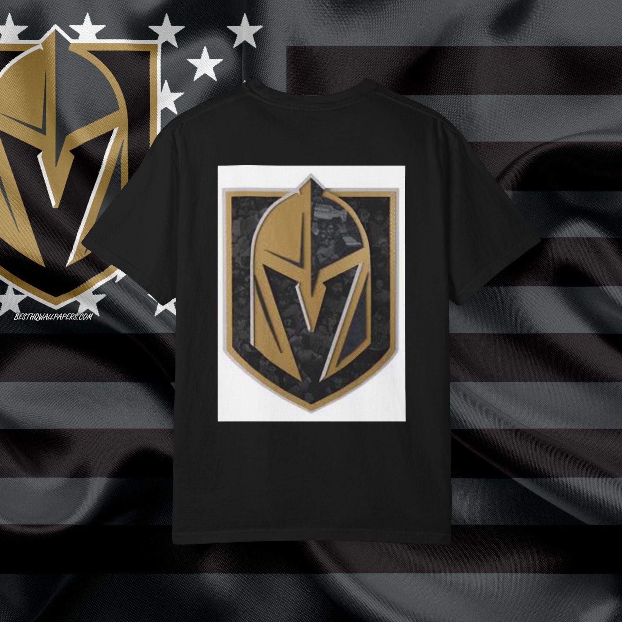 Gold Knight Helmet Logo T-Shirt | Sports Team Crest, Black and Gold