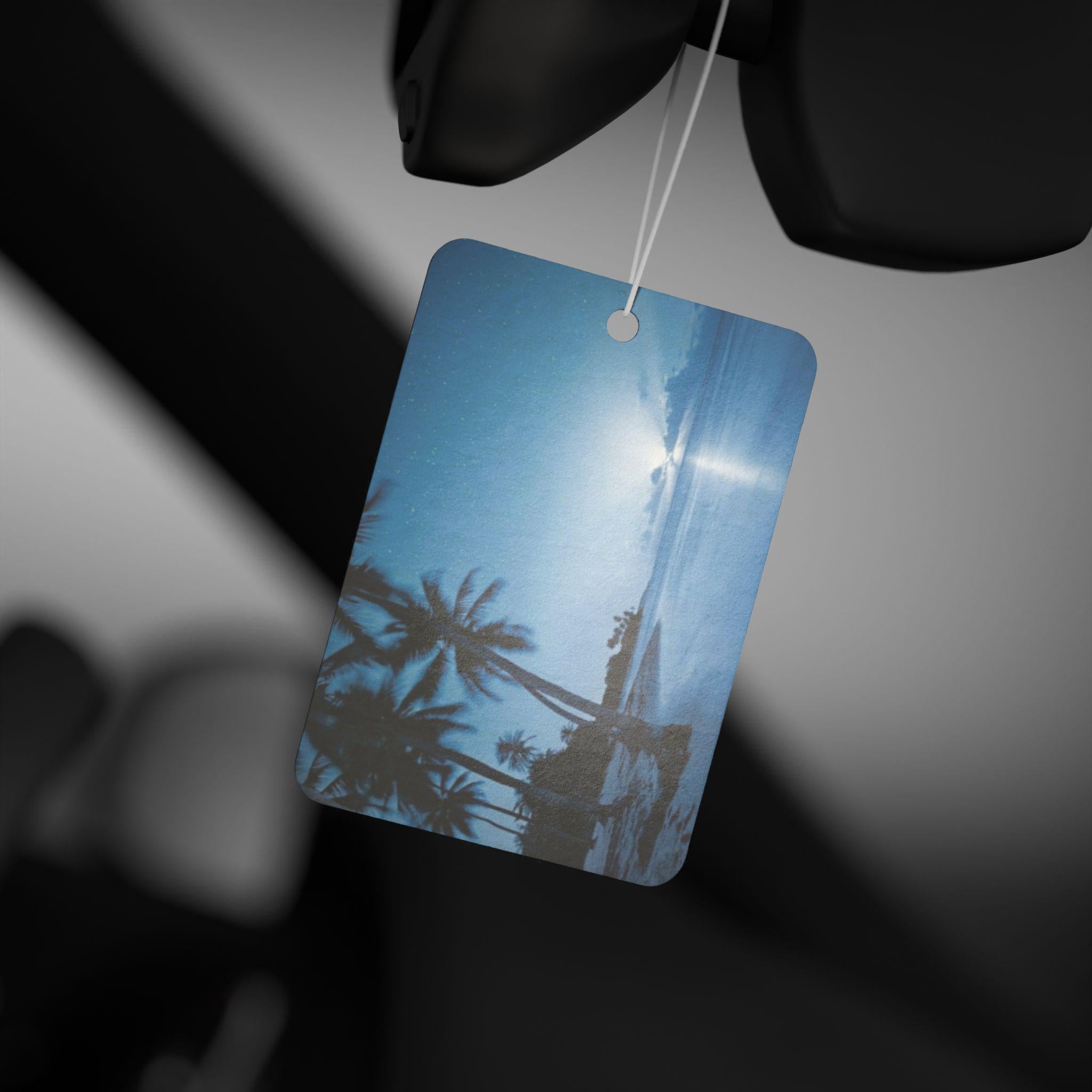 Tropical Beach Sunset Car Air Freshener | Palm Trees, Ocean Horizon