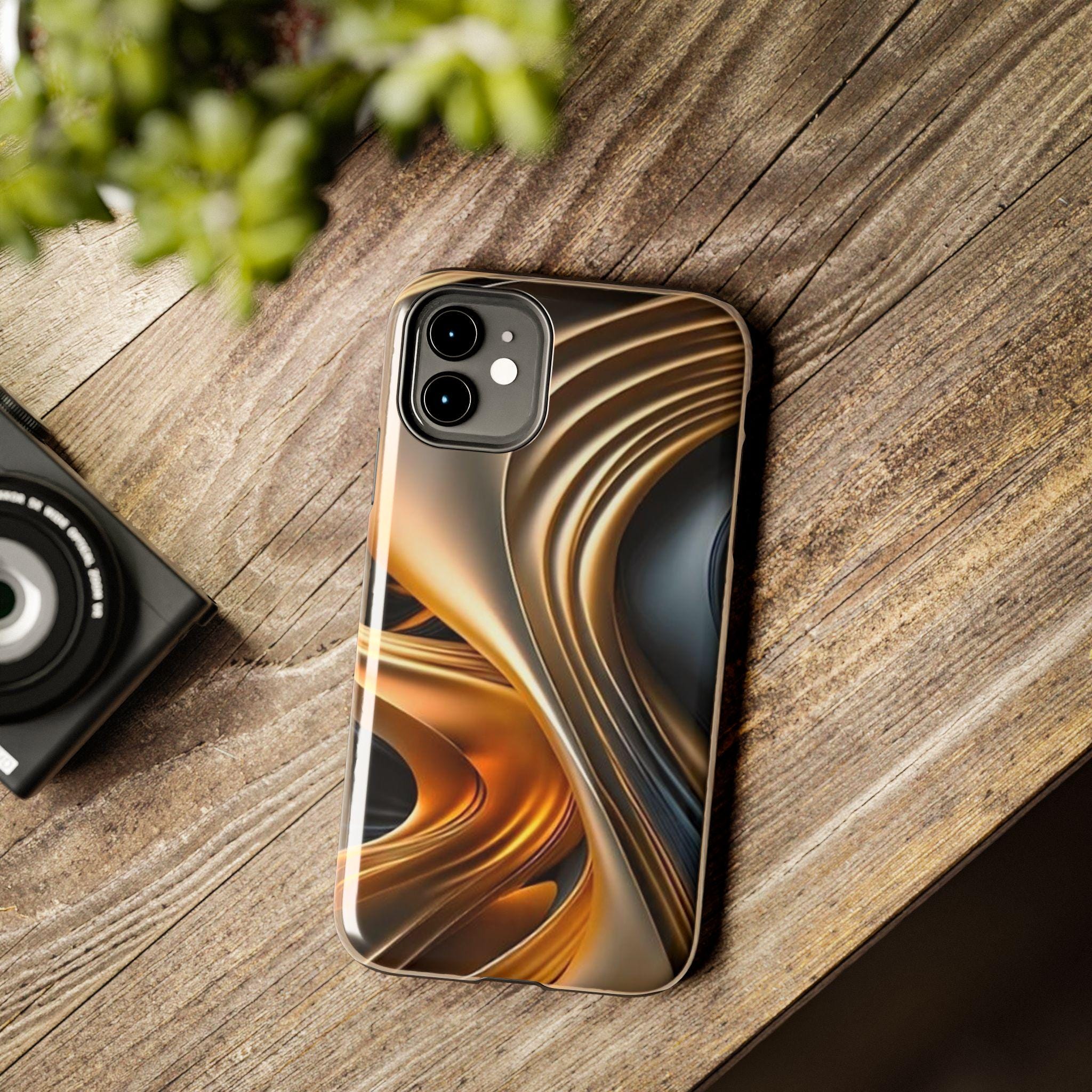 Gold Swirl Phone Case | Metallic Bronze Graphite Design