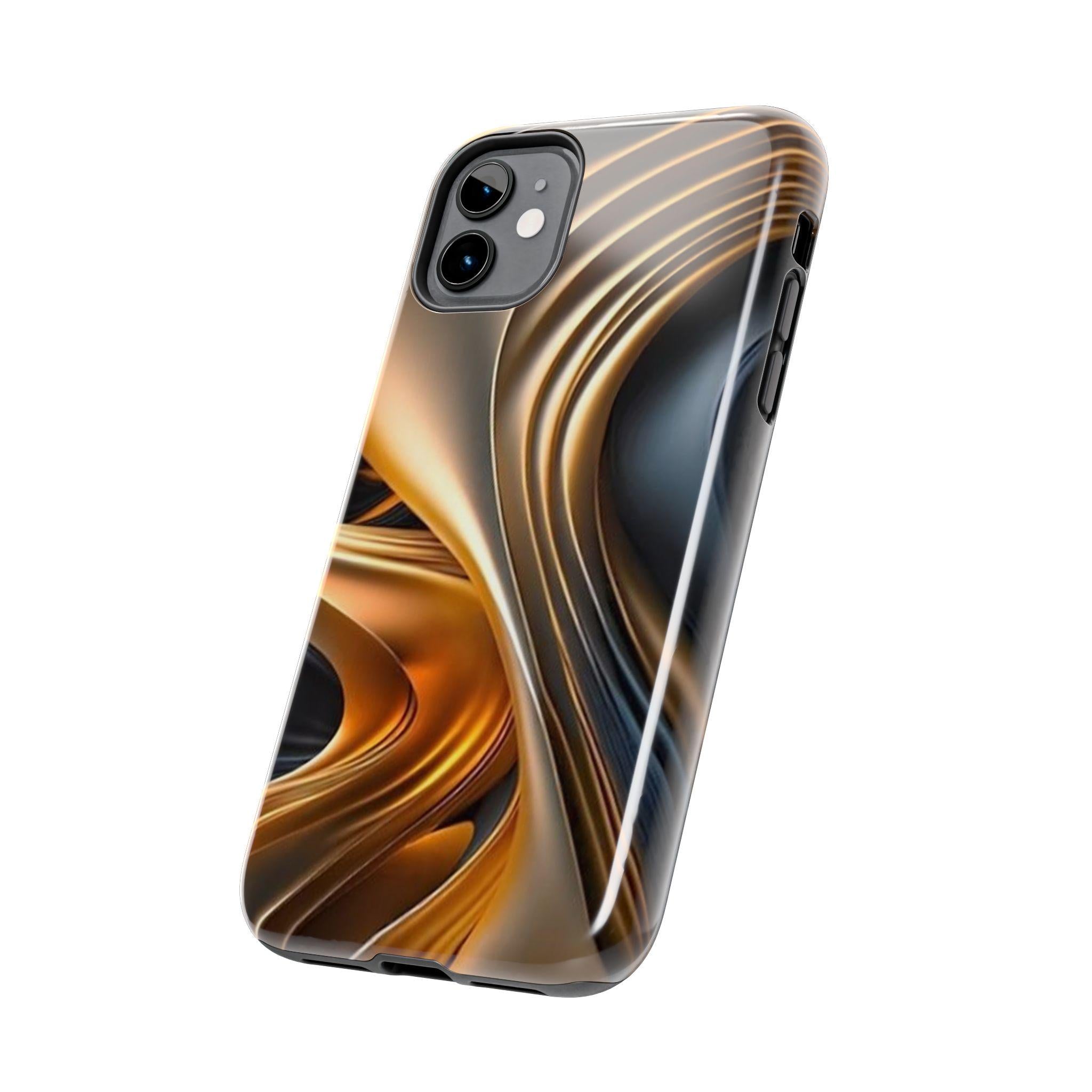 Gold Swirl Phone Case | Metallic Bronze Graphite Design