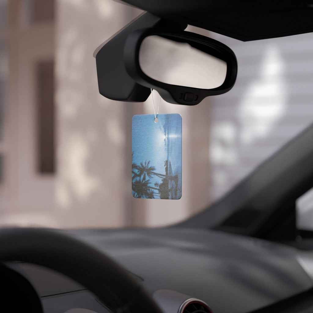 Tropical Beach Sunset Car Air Freshener | Palm Trees, Ocean Horizon