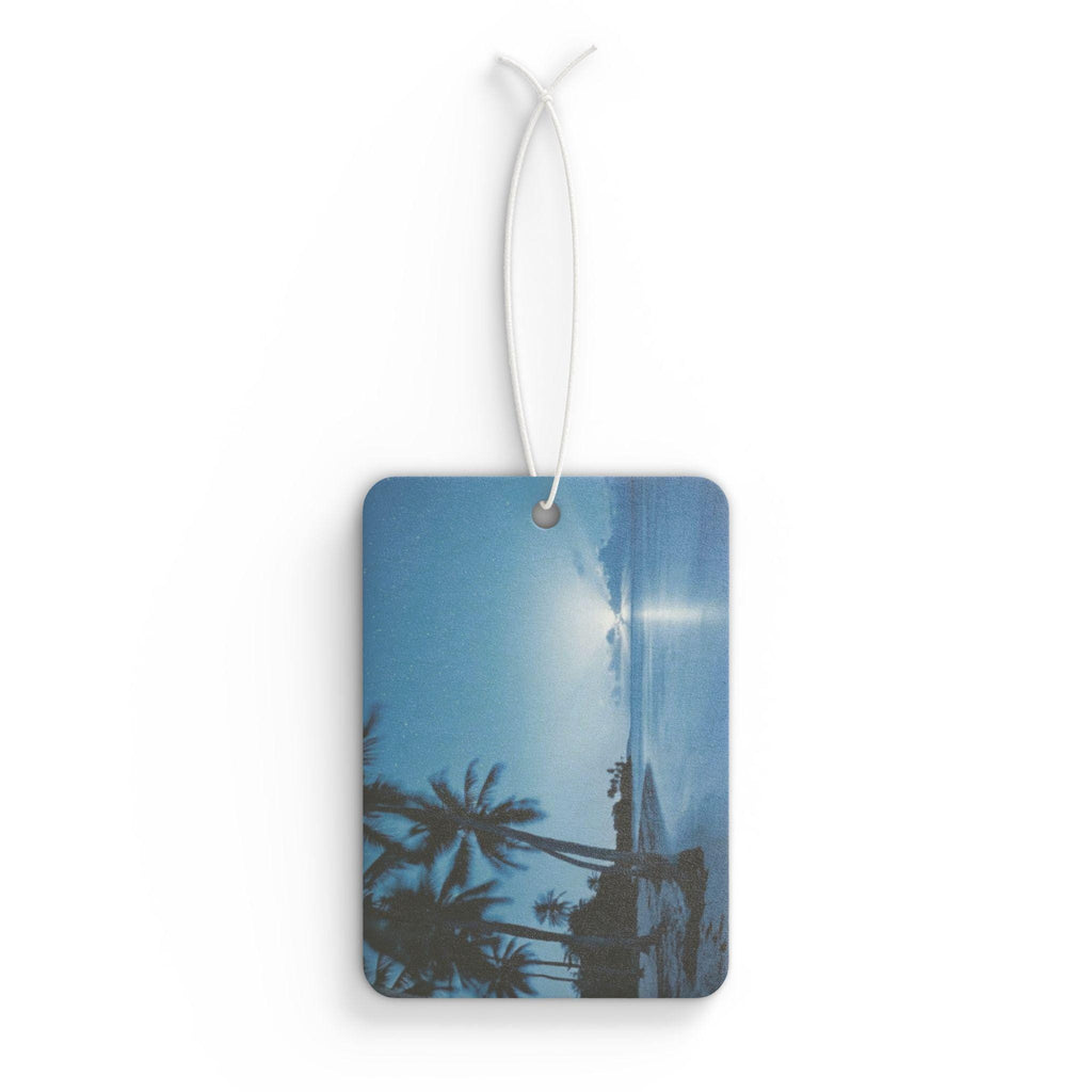 Tropical Beach Sunset Car Air Freshener | Palm Trees, Ocean Horizon
