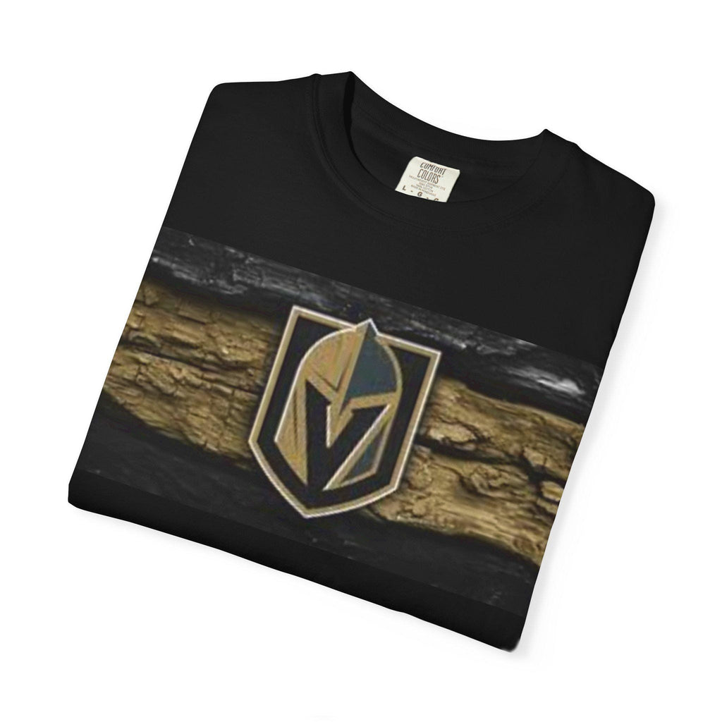 Gold Knight Helmet Logo T-Shirt | Sports Team Crest, Black and Gold