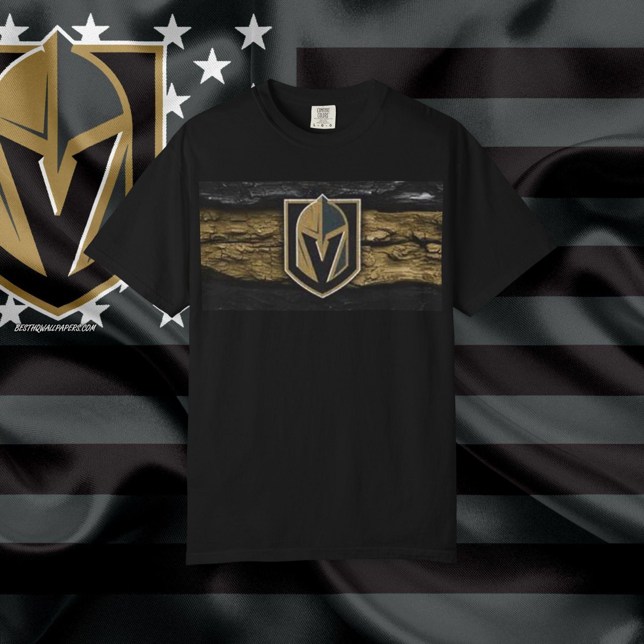 Gold Knight Helmet Logo T-Shirt | Sports Team Crest, Black and Gold