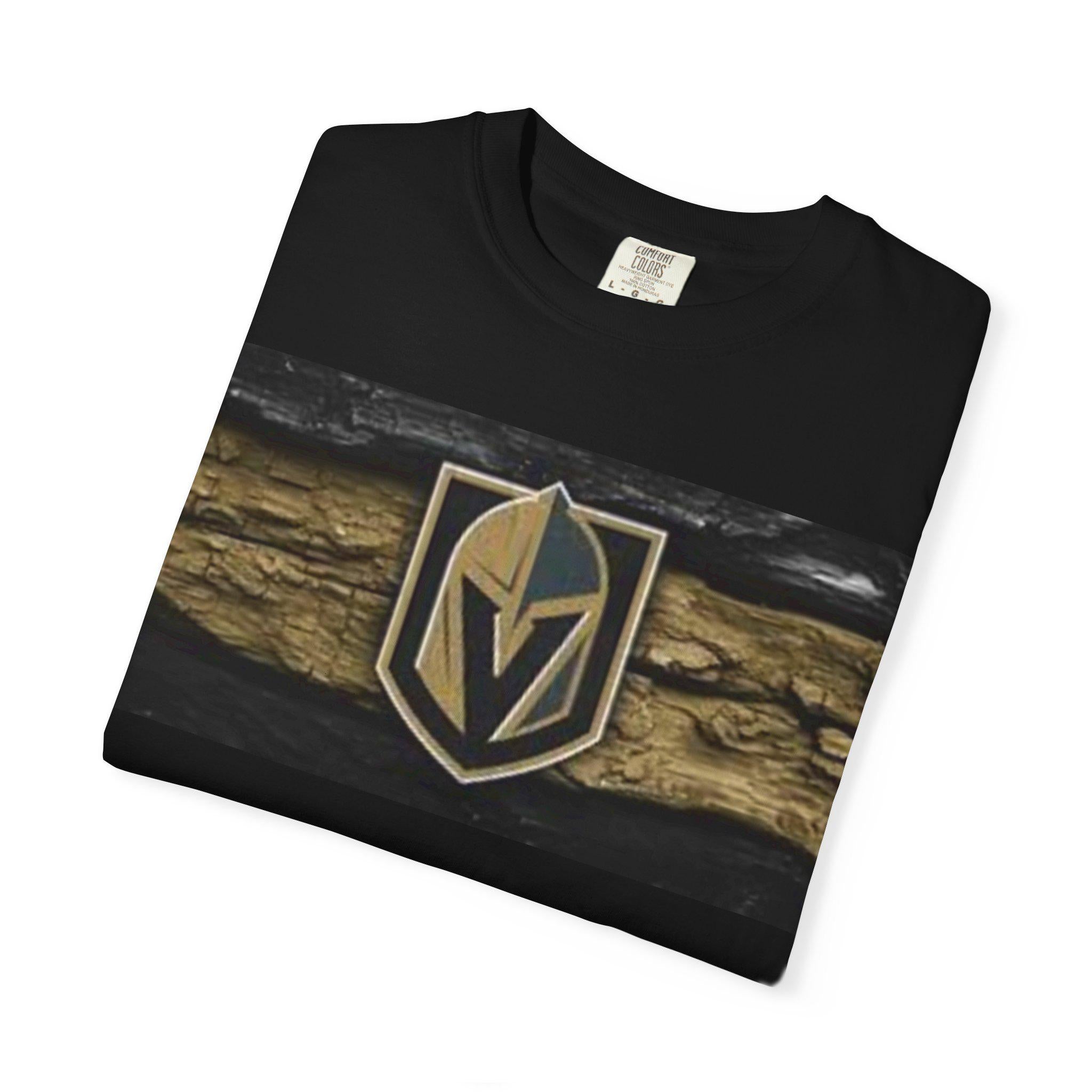 Gold Knight Helmet Logo T-Shirt | Sports Team Crest, Black and Gold