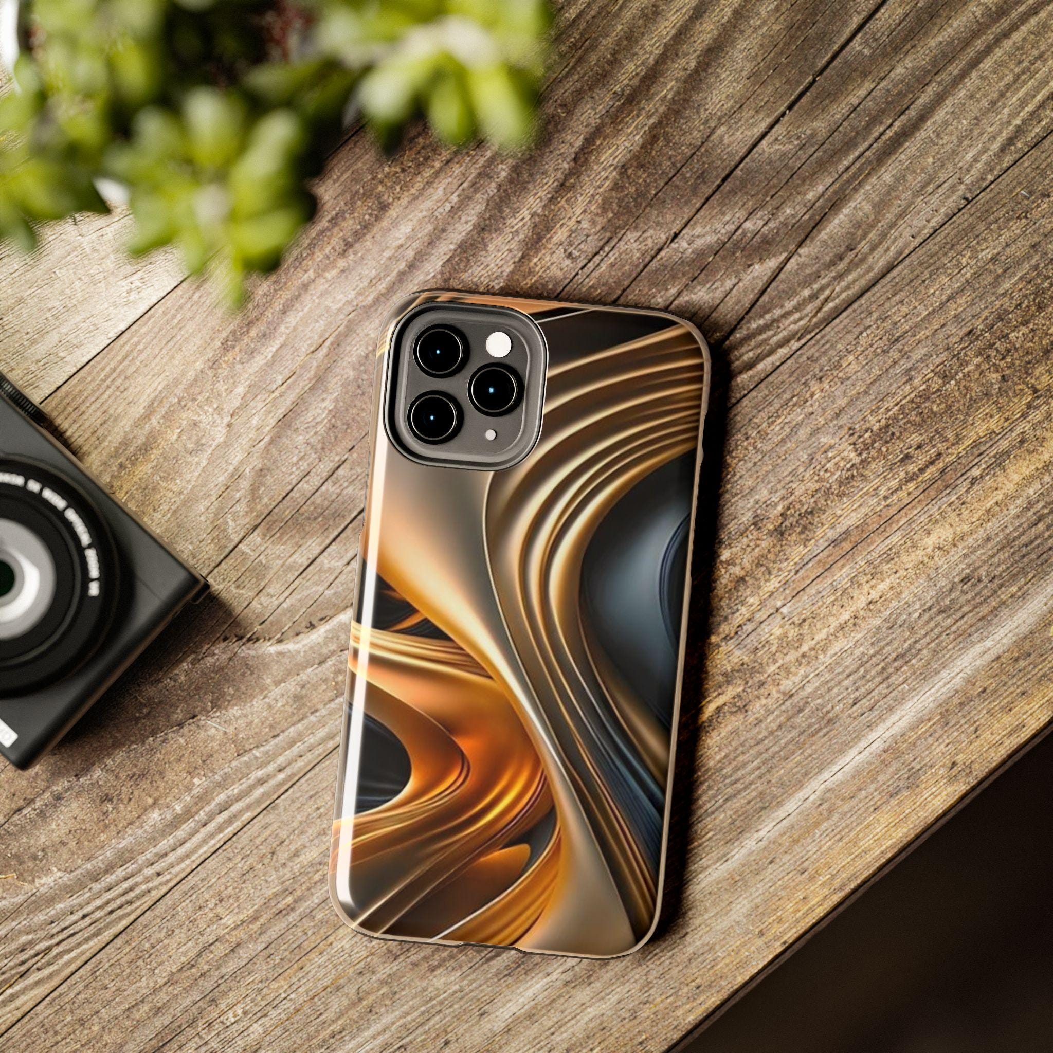 Gold Swirl Phone Case | Metallic Bronze Graphite Design