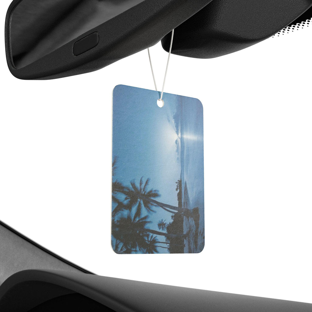 Tropical Beach Sunset Car Air Freshener | Palm Trees, Ocean Horizon