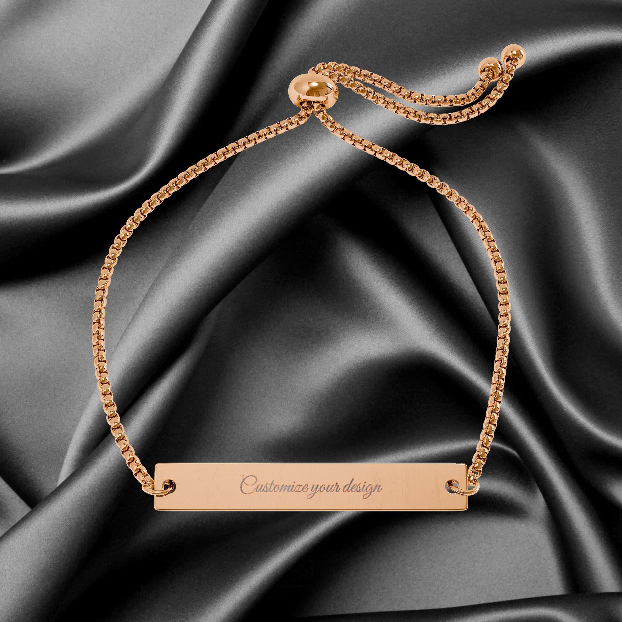 Adjustable Flat Bar Bracelet (Engraving)